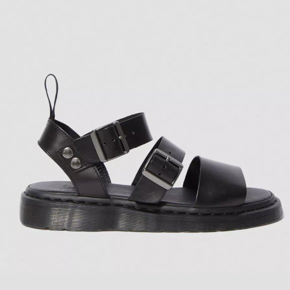 Dr. Marten's Gryphon Brando Sandals - Leather Buckle Flatform - Black Women US 9 - Picture 1 of 15